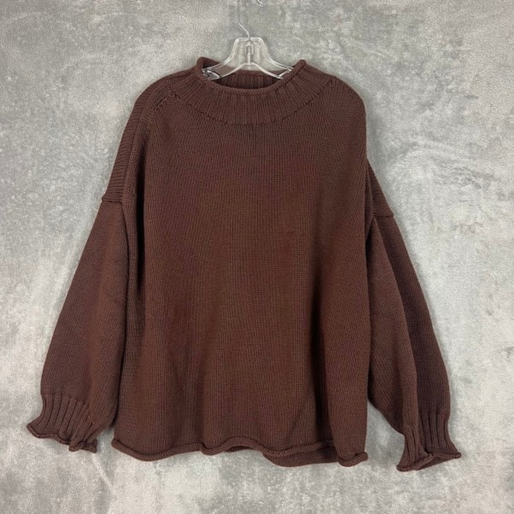 J Crew Roll Neck Sweater Womens 2X Chocolate Brown Mock Neck Minimalist